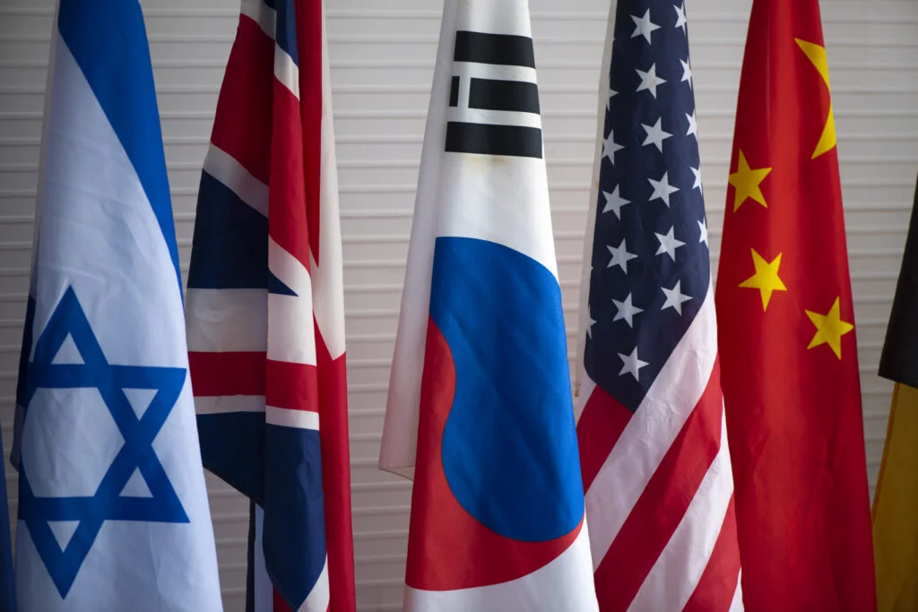 the multi national flag at the international cooperation conference